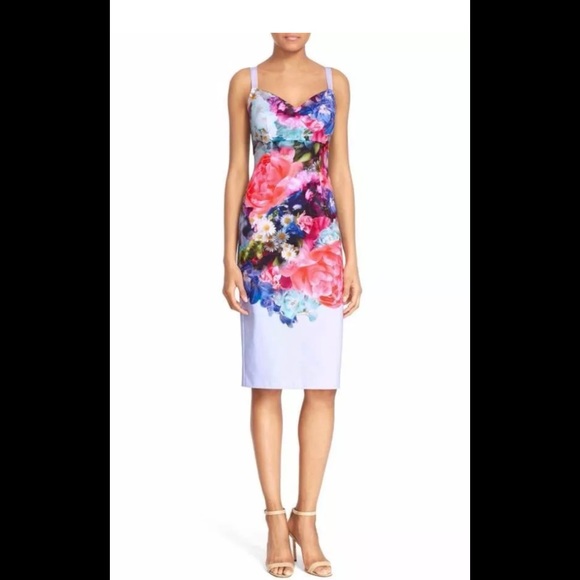TED BAKER Emore Floral Bodycon Dress Size 1 - Picture 1 of 7